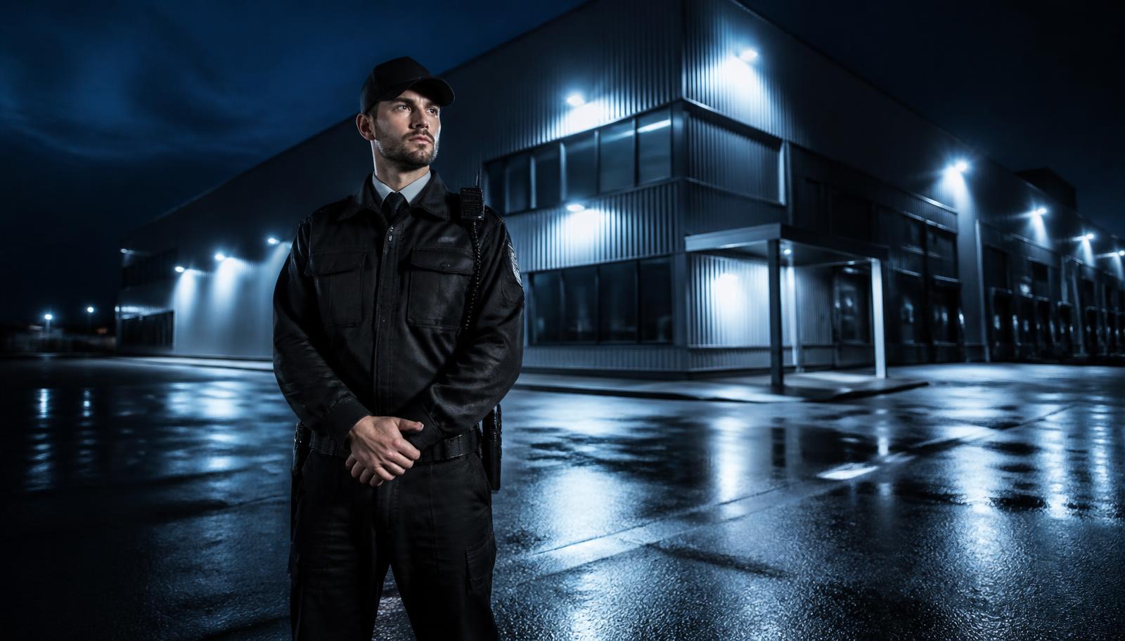 Sicherheitsmitarbeiter der GAF GmbH bei der nächtlichen Objektbewachung